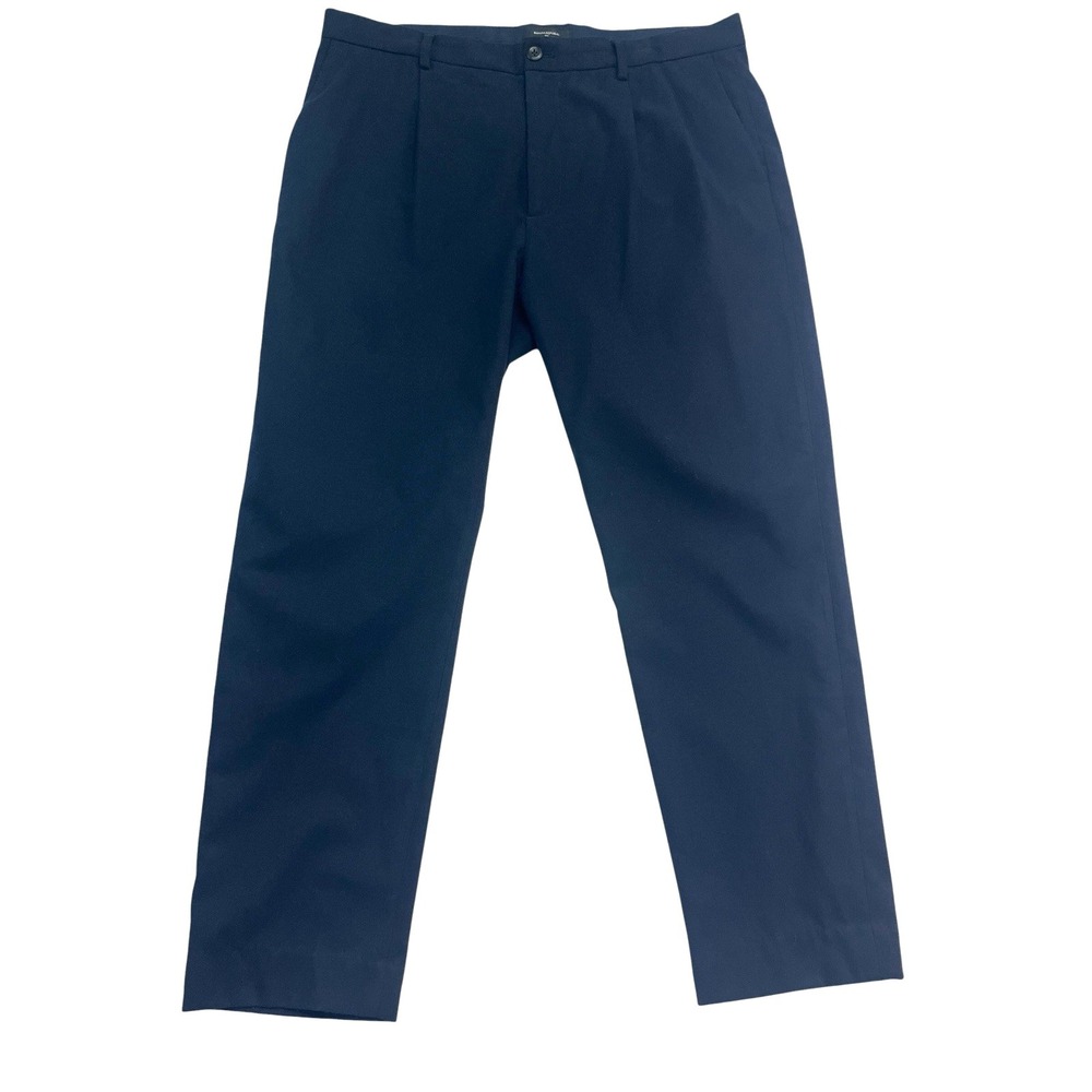 Banana Republic 36x29 Navy Blue Brushed Pleated Pants Trousers Wool Blend Modern